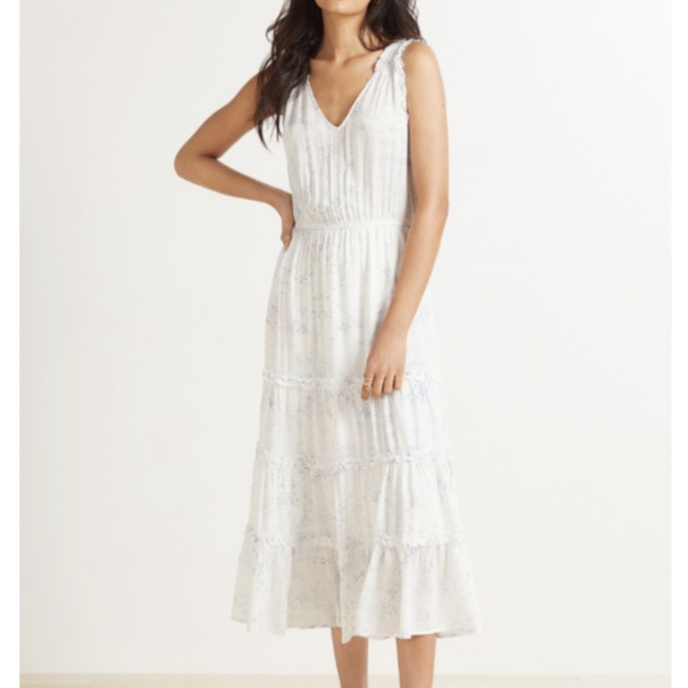 New BB Dakota Women White Sleeveless V Neck Crystal Clear Maxi Dress Size Medium